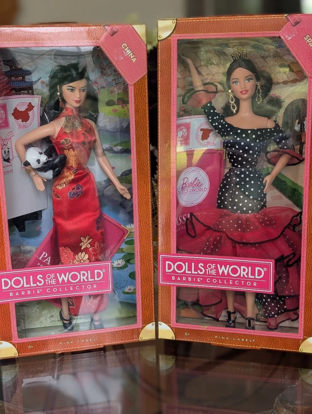 Two NIB Barbie Dolls of the World Pink Label. Spain & China.